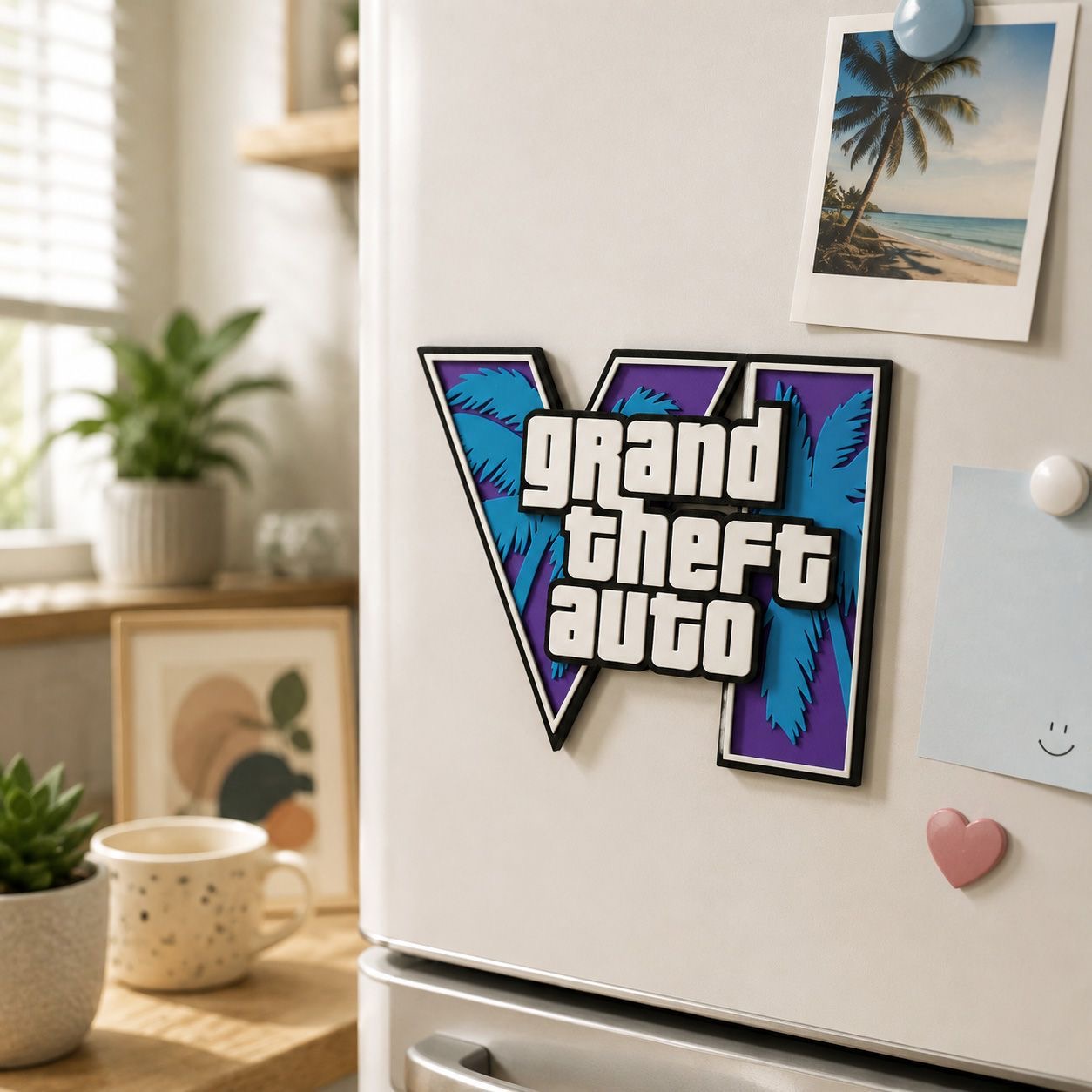 GTA6 3D Baskılı Logo Manyetik  - Gaming Accessories For Room incelemesi ve fiyatı